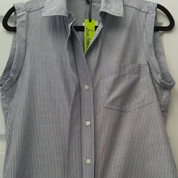 NWT Sam Edelman Button Down Sleeveless Stripe Top - Picture 5 of 8